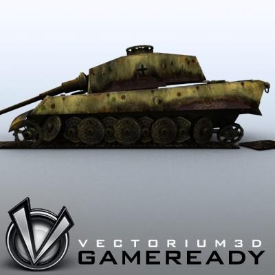 3D Model of Game Ready Low Poly King Tiger model - 3D Render 2